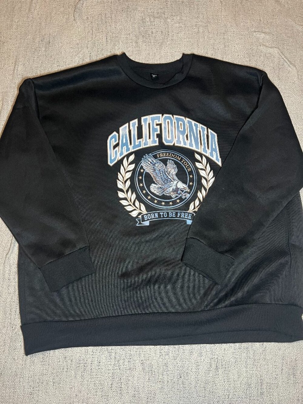 SHEIN CURVE 3XL Black California Freedom Tour Eagle Graphic Sweatshirt